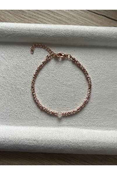 Pel Design الحد الأدنى من سوار دوريكا من الكوارتز الوردي والذهب الوردي