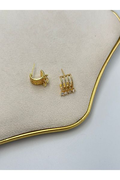 MyladyAccessoriess Zircon Stone Dangle Detail Hoop Earrings