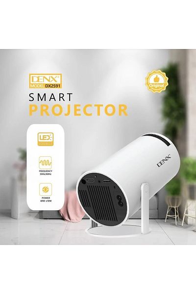 KARAKER 8000 Lumens Portable Mini Projector with Android 12, WiFi, and Bluetooth