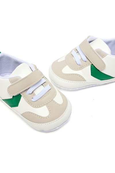 R&B White Color Block Velcro Strap Booties for boys