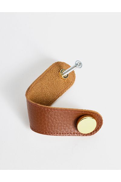 MaisonNord Nordic Style Leather Detailed 96 mm Gold Plated Bedroom Handle