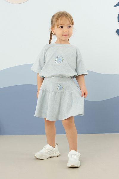 Mioma Kids Printed Skirt Suit Blue