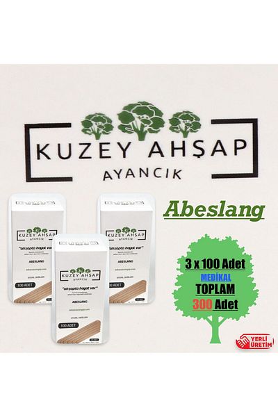 Kuzey Ahşap Ayancık 300 Pieces Abeslang Tongue Sticks - Waxing Spatula x 100 Boxes