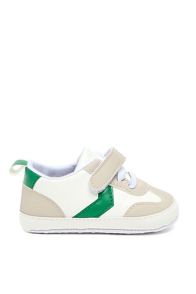 R&B White Color Block Velcro Strap Booties for boys