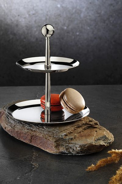 ÖzSa Home Small Silver 18/10 Stainless Steel Tiered Presentation Stand 15 cm Pedestal Presentation Stand