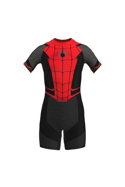 EvrikaUnity Costum de baie/inot intreg pentru copii, Supererou, Premium Nylon, 4-5 ani, 120 cm, Rosu/ Negru