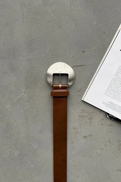 LEONAS Asymmetrical Circle Antique Buckle Women's Belt Massi Taba