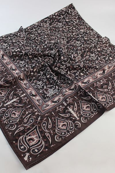 Valino 120x120 Ethnic Pattern Βαμβακερό Φουλάρι λουλουδιών - Bitter Brown