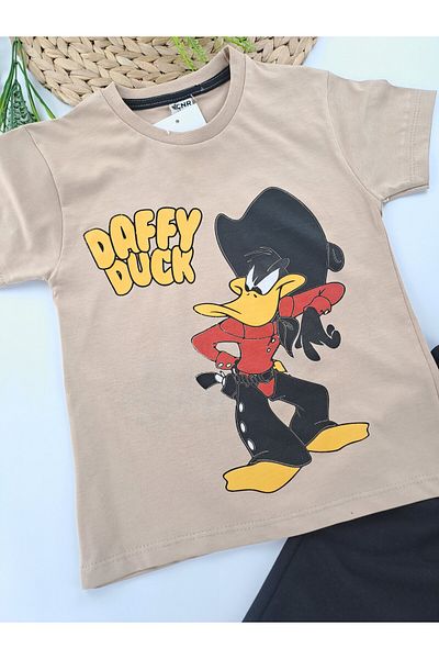Butik Copy - Boy's Daffy Duck Printed Shorts T-Shirt Set of Two