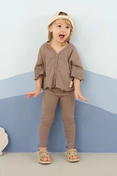 Mioma Kids Buttoned Front Tights Suit Brown