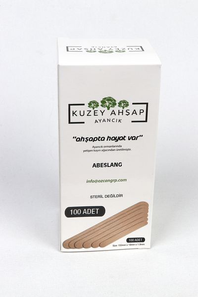 Kuzey Ahşap Ayancık 300 Pieces Abeslang Tongue Sticks - Waxing Spatula x 100 Boxes