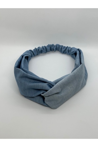 Creative Box İnce yıkamalı açık renk denim lastikli saç bandı bandana, baş sa...