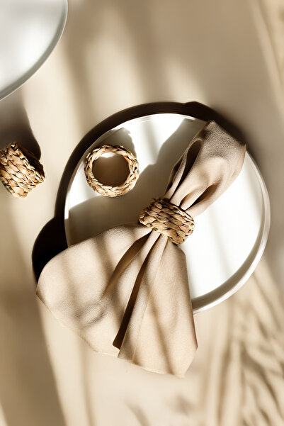 DECHAUS 6 Pcs Napkin Ring Natural Wicker Bamboo Knitted