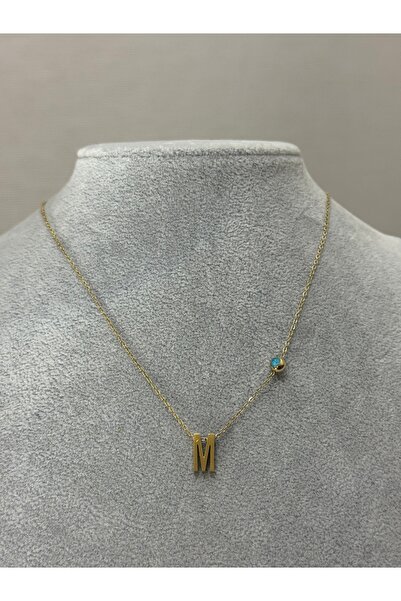 XUPING JEWELRY 18K M harfli nazar boncuk detaylı gold kolye paslanmaz kararmaz