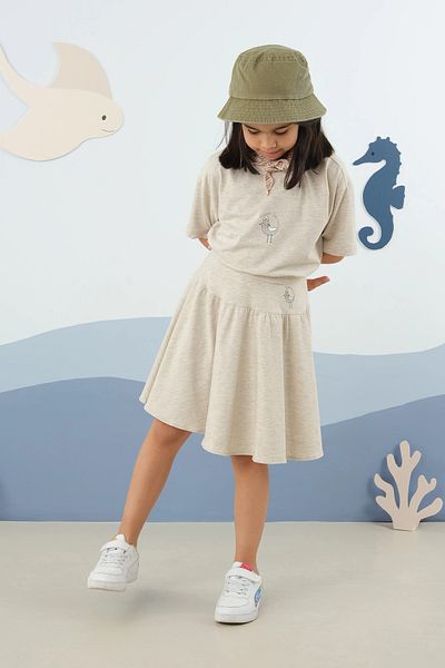 Mioma Kids Printed Skirt Suit Brown