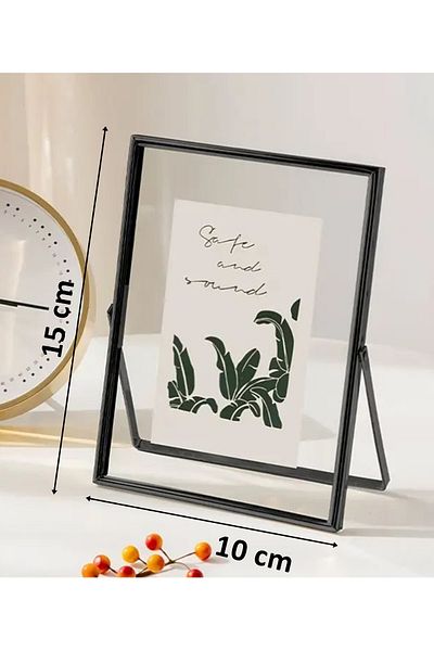 Verda Çerçeve 10X15 cm Black Metal Frame! Stylish Decorative Photo Frame! Pedestal Double Glazed Frame