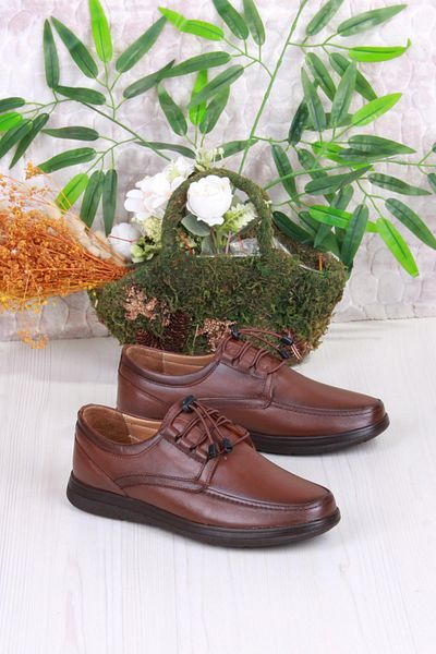 Mehmet Mete 42225 Comfort Comfortable Flexible Rubber Laced Genuine Leather Men's Shoes