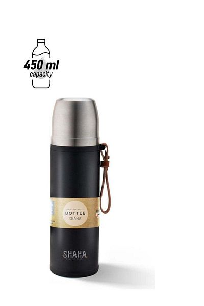 SHAHA Stainless Steel Vaccum Bottle Black/Silver