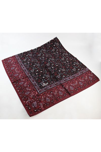 Valino 120X120 Ethnic Patterned Cotton Floral Scarf - Cherry