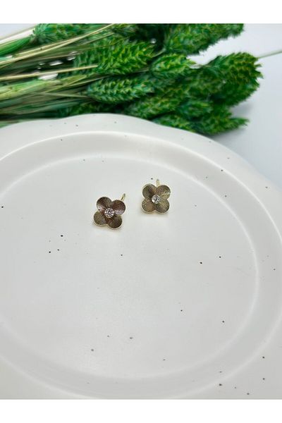 MyladyAccessoriess Single Stone Detailed Clover Earrings