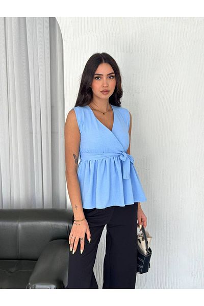 Noa Noa Double Breasted Collar Belted Blouse