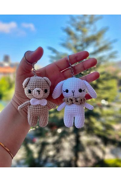 Zey's Amigurumi Amigurumi Bear and Rabbit Keychain 2 Pieces