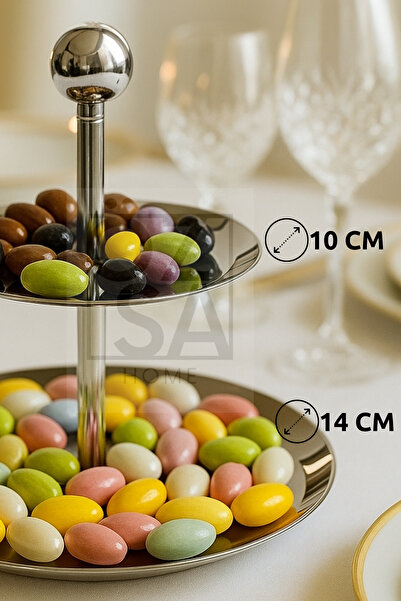 ÖzSa Home Small Silver 18/10 Stainless Steel Tiered Presentation Stand 15 cm Pedestal Presentation Stand