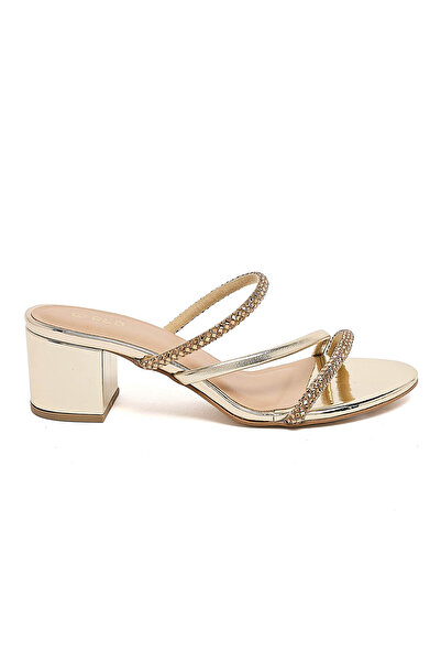 R&B Gold-colored Embellished Black Heel Sandals For Girls