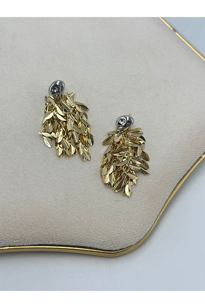 MyladyAccessoriess Double Color and Dangle Leaf Detail Earrings
