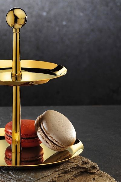 ÖzSa Home Small Titanium 18/10 Stainless Steel Tiered Presentation Stand 15 cm Pedestal Presentation Stand