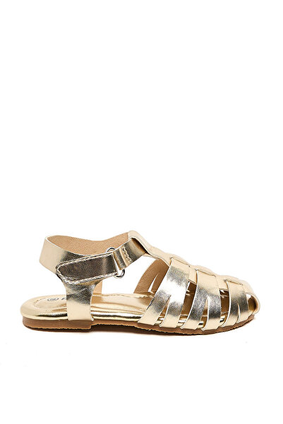 R&B Gold-colored Metallic Fisherman Sandals For Girls