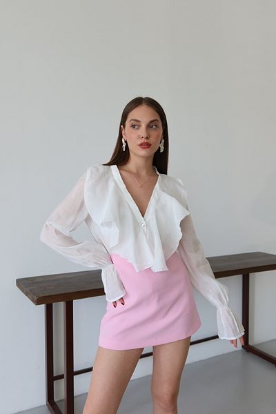 Laluvia Ecru Rüschen Transparentes Hemd - 70210