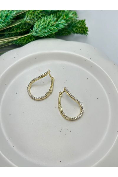 MyladyAccessoriess Zircon Stone Detailed Drop Hoop Earrings