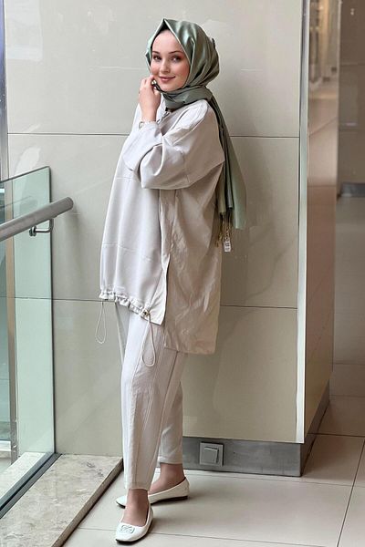 Ghisa Two Piece Fabric Waist Stopper Pants Suit