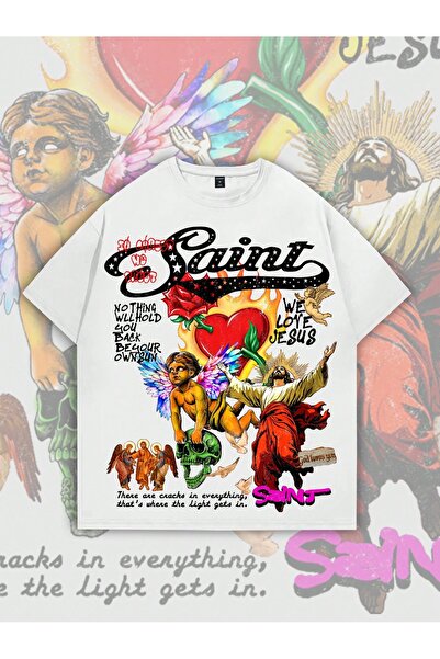 Jose Clothing Tricou imprimat cu mânecă scurtă cu croială supradimensionată