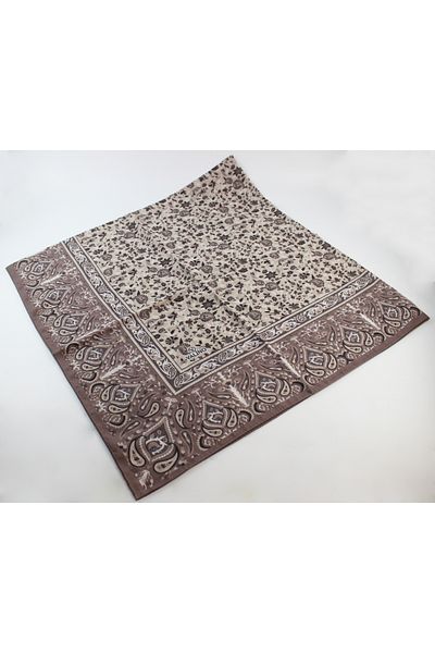 Valino 120x120 Ethnic Pattern Βαμβακερό Φουλάρι λουλουδιών - Mink