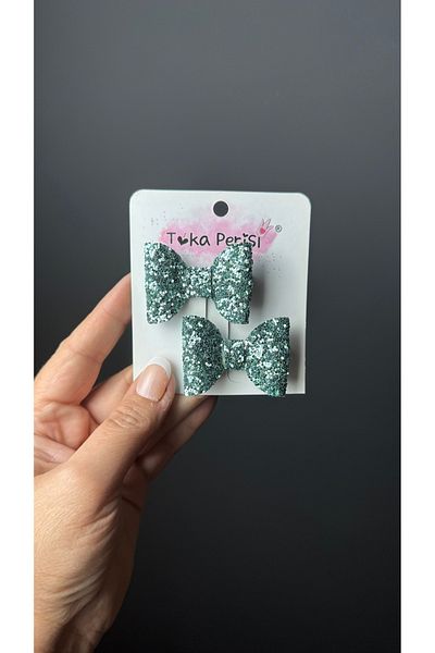 Toka Perisi Turquoise Blue 2-Piece Mini Bow Clip Buckle