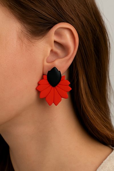 kaikosa Special Design, Handmade Polymer Clay Nordic Red Ultra Light Handmade Handmade Earrings