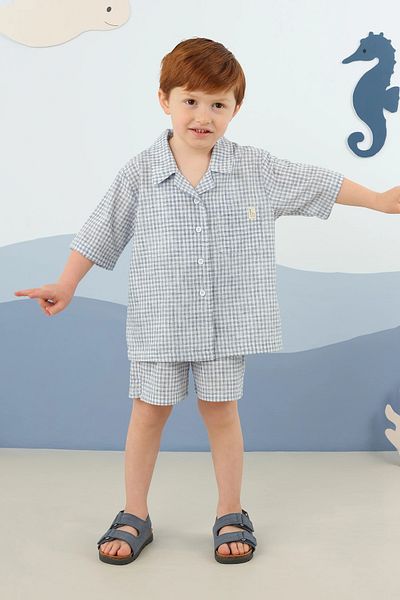 Mioma Kids Buttoned Front Soft Suit Navy Blue