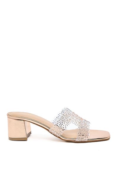 R&B Metallic Embellished Heel Sandals For Girls