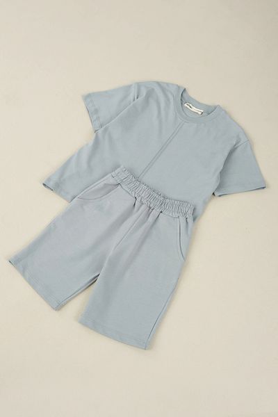 Mioma Kids Front Stitching Detailed Suit Gray