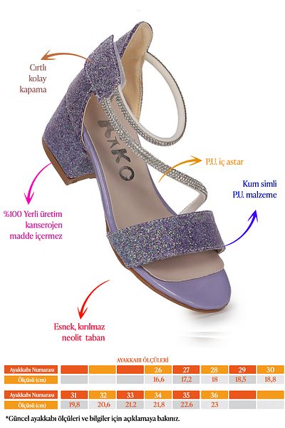 Kiko Kids Pisar Sand Glitter Daily Fetiță Sandale Cu Toc 4 Cm Pantofi Rochie De Seară