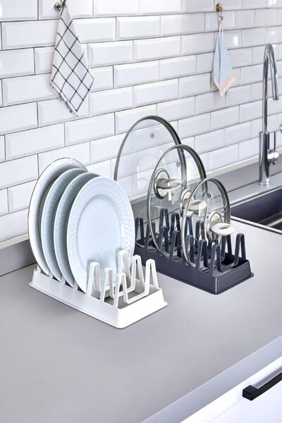 MasterCar 2'li Tencere Kapağı Organizeri 6 Bölmeli Tencere Kapak Tabak Düzenl...