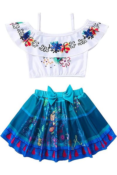 EvrikaUnity Costum de baie/inot din 2 piese pentru fete, Mirabel, Premium Nylon, 3-4 ani, 110 cm, alb/ albastru