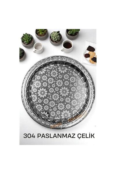 Skygo Serving Tray - Steel Tea Tray Stylish Patterned Tray 36 cm