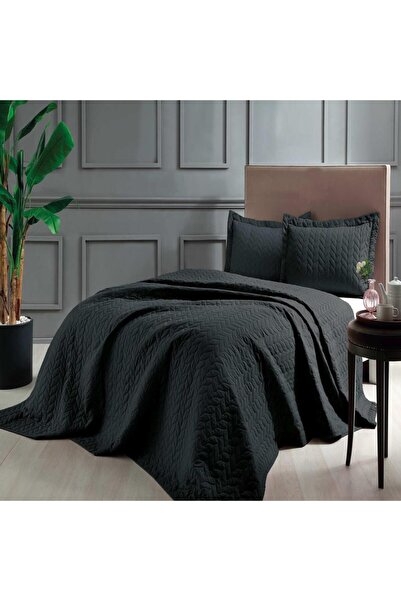Taç Yatak Örtüsü Seti Glory Siyah Tek Kişilik