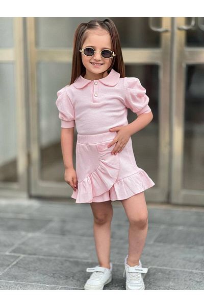 Balbadem baby kids Baby Collar, Balloon Sleeves, Shorts Skirt, Girl's Summer Combination 3-12 Years