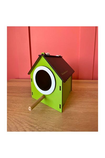 WoodenZoo Wooden Decorative Bird House Nest, Nest, Balcony, Garden Accessory (Green)
