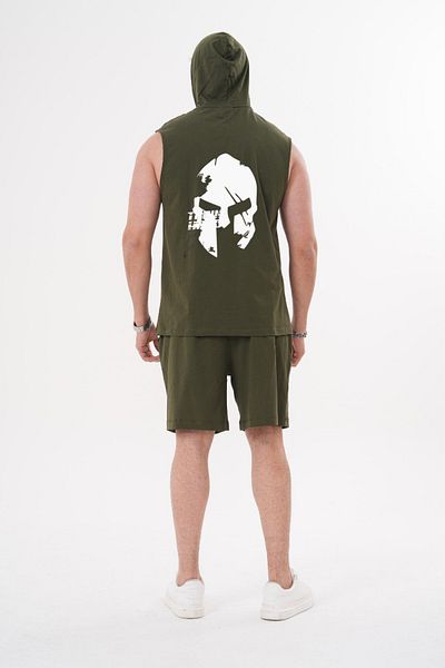 ACTIVE MODA Men's Mask Printed Sports Athlete - Shorts Set 2 Pcs Large Size Cotton