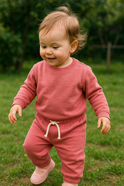 Nimini Kids Mevsimlik Rahat Bağcık Detaylı Bebek Çocuk Lastikli Pantolon Eşofman Altı